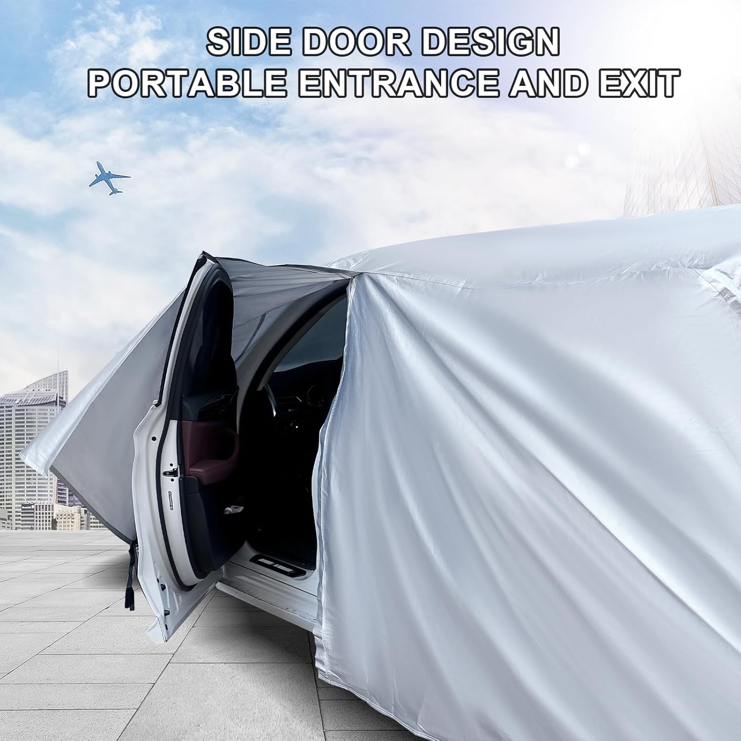 Full Car Cover Universal 6 Layers Outdoor Thicked All Weather Cover, Sunshield, Waterproof, Snow Proof, UV Proof, Scratch Proof, Bird Droppings, 6 Reflective Strips, Fits SUVs up 205"-216" - Image 6