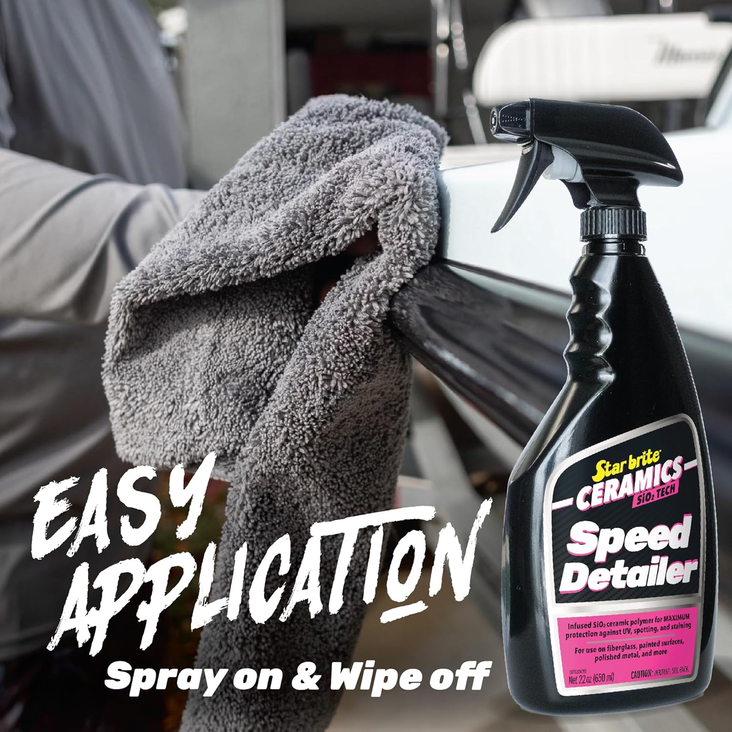 STAR BRITE Ceramics Speed Detailer SiO2 Infused - Ultimate Shine & Protection for Vehicles & Boats, Enhances Water Beading 22 oz Spray (203722) - Image 2
