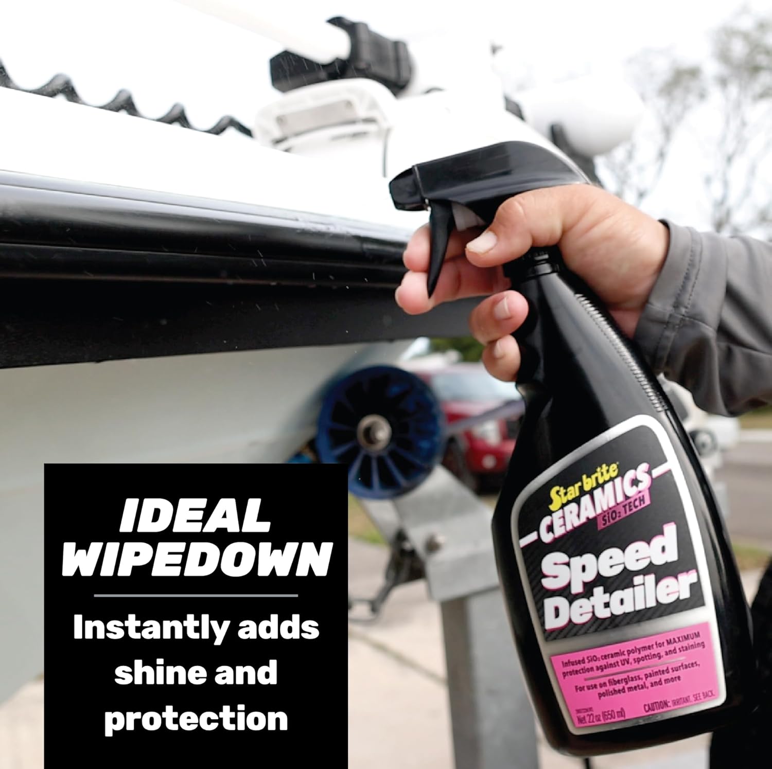 STAR BRITE Ceramics Speed Detailer SiO2 Infused - Ultimate Shine & Protection for Vehicles & Boats, Enhances Water Beading 22 oz Spray (203722) - Image 3