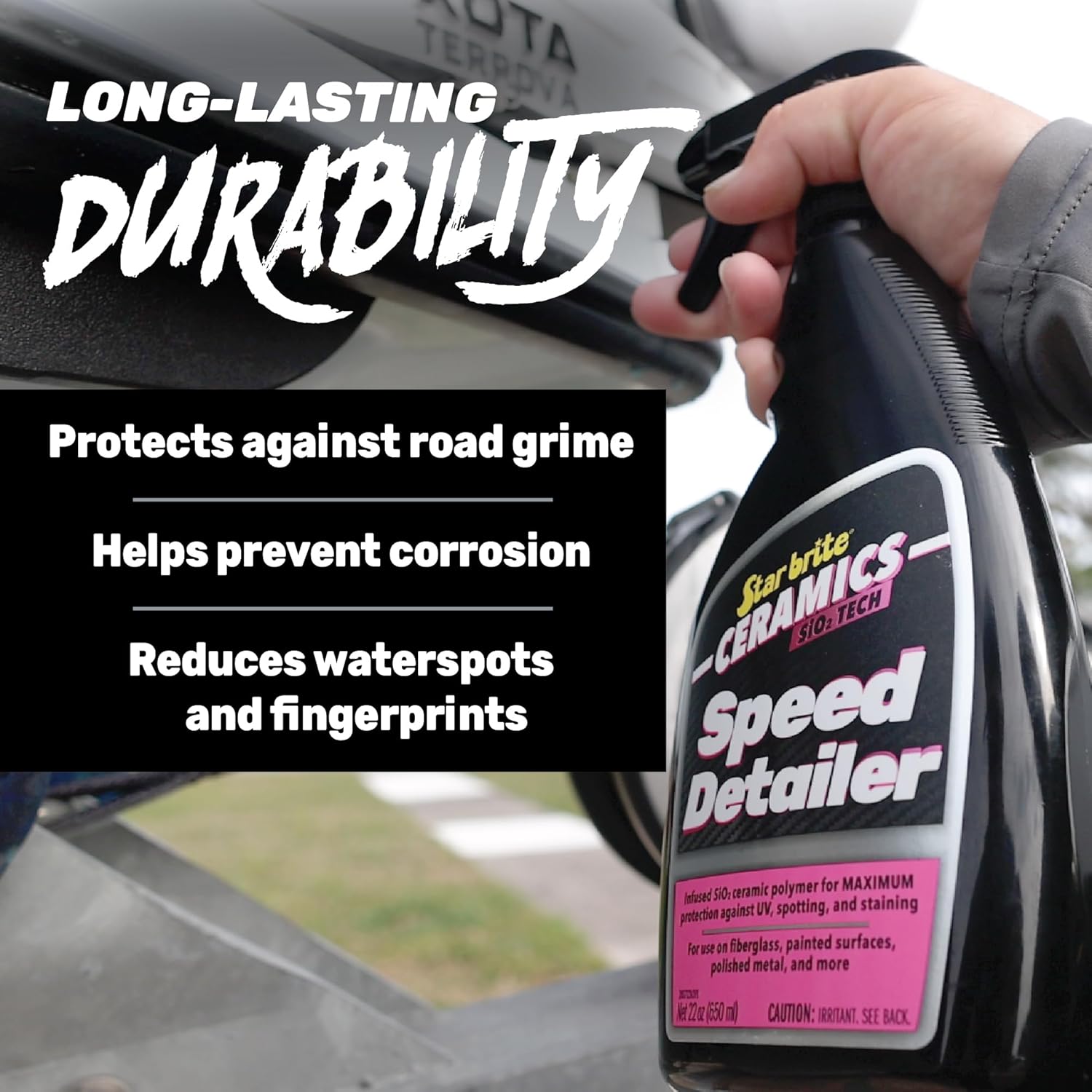 STAR BRITE Ceramics Speed Detailer SiO2 Infused - Ultimate Shine & Protection for Vehicles & Boats, Enhances Water Beading 22 oz Spray (203722) - Image 4