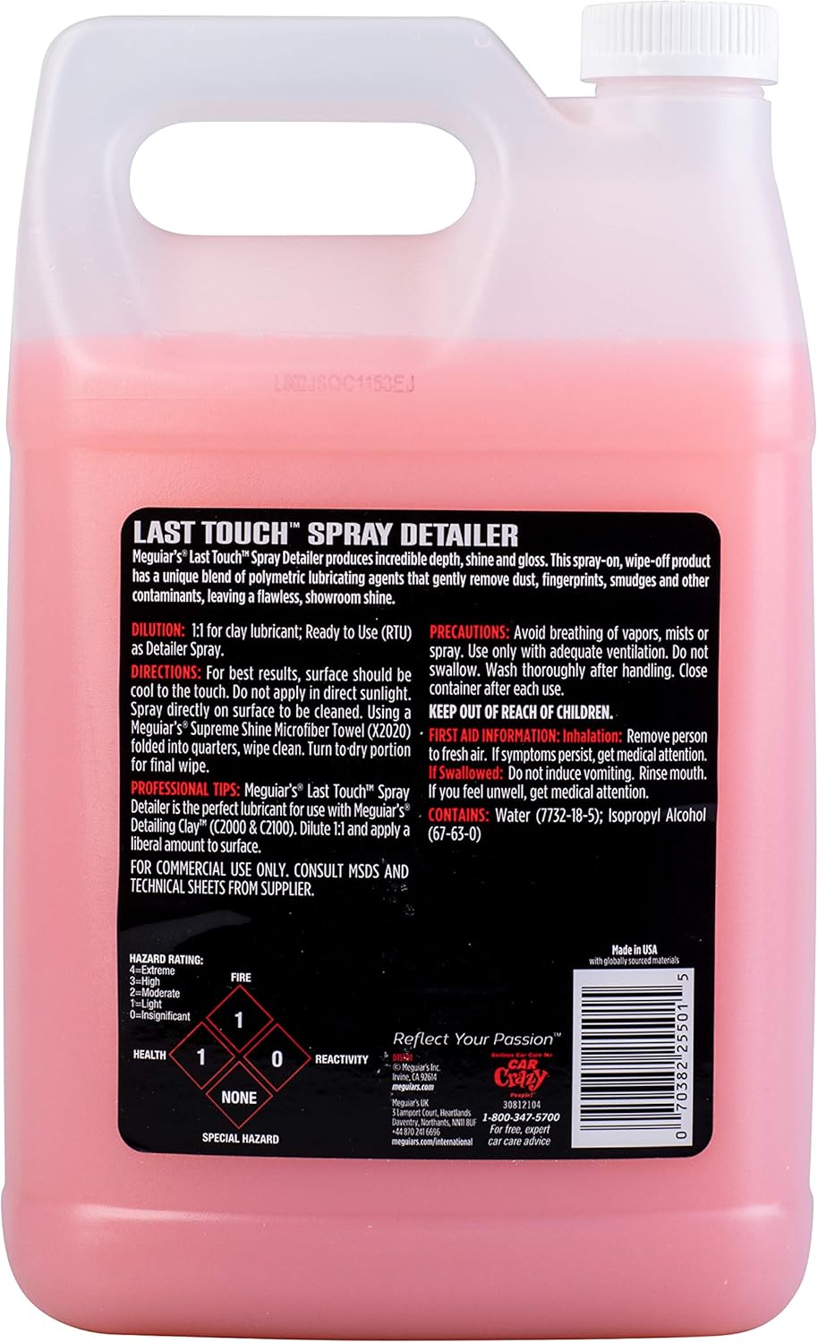 Meguiar's D15501 Last Touch Spray Detailer, Great for Use as Clay Lubricant, creates a Showroom Shine, Removes Dust, Smudges, Fingerprints and More, Versatile Use and Enhances Protection, 1 Gallon - Image 2